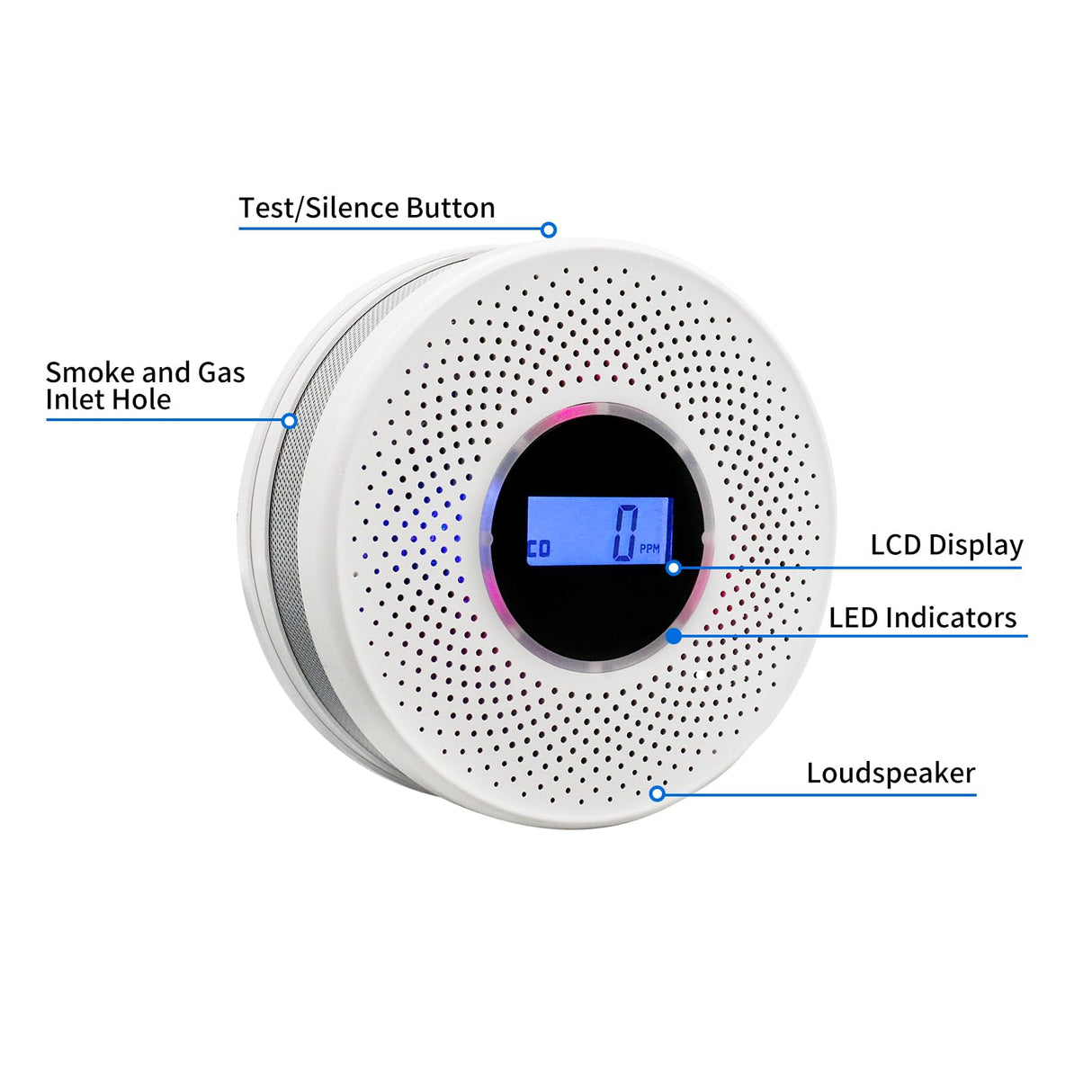 Smoke Detector Carbon Monoxide Detector Combo with Digital Display and Sound Light Alarm, 2-in-1 Smoke & CO Alarm with Battery Operated for Home, Travel or RV