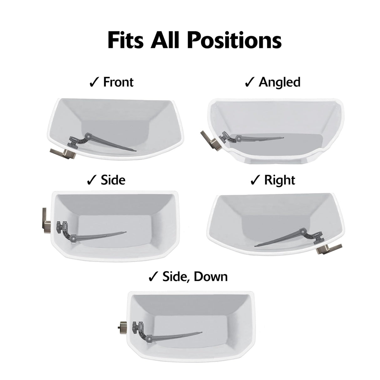 Korky StrongARM Metal Toilet Handle and Lever - Universal to Fit Front, Angled, Side, Left, and Right Mount Toilets - Contemporary Style in Brushed Gold