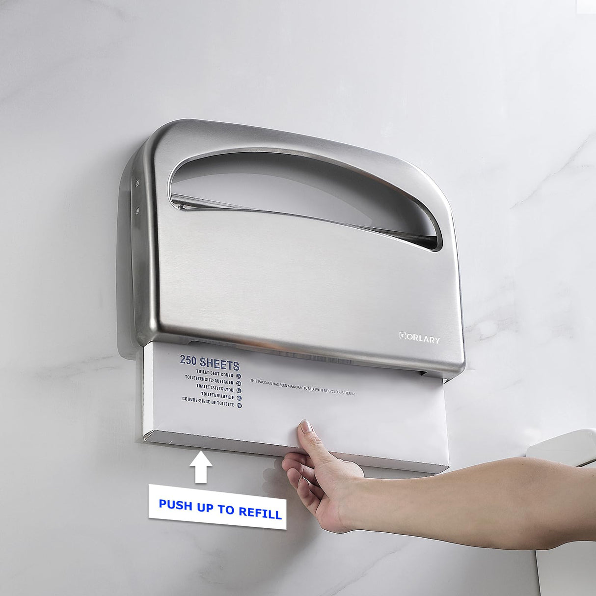 Toilet Seat Cover Dispenser Wall Mount Commercial, Half Fold Toilet Seat Cover Dispenser, 304 Stainless Steel, 16-Inch