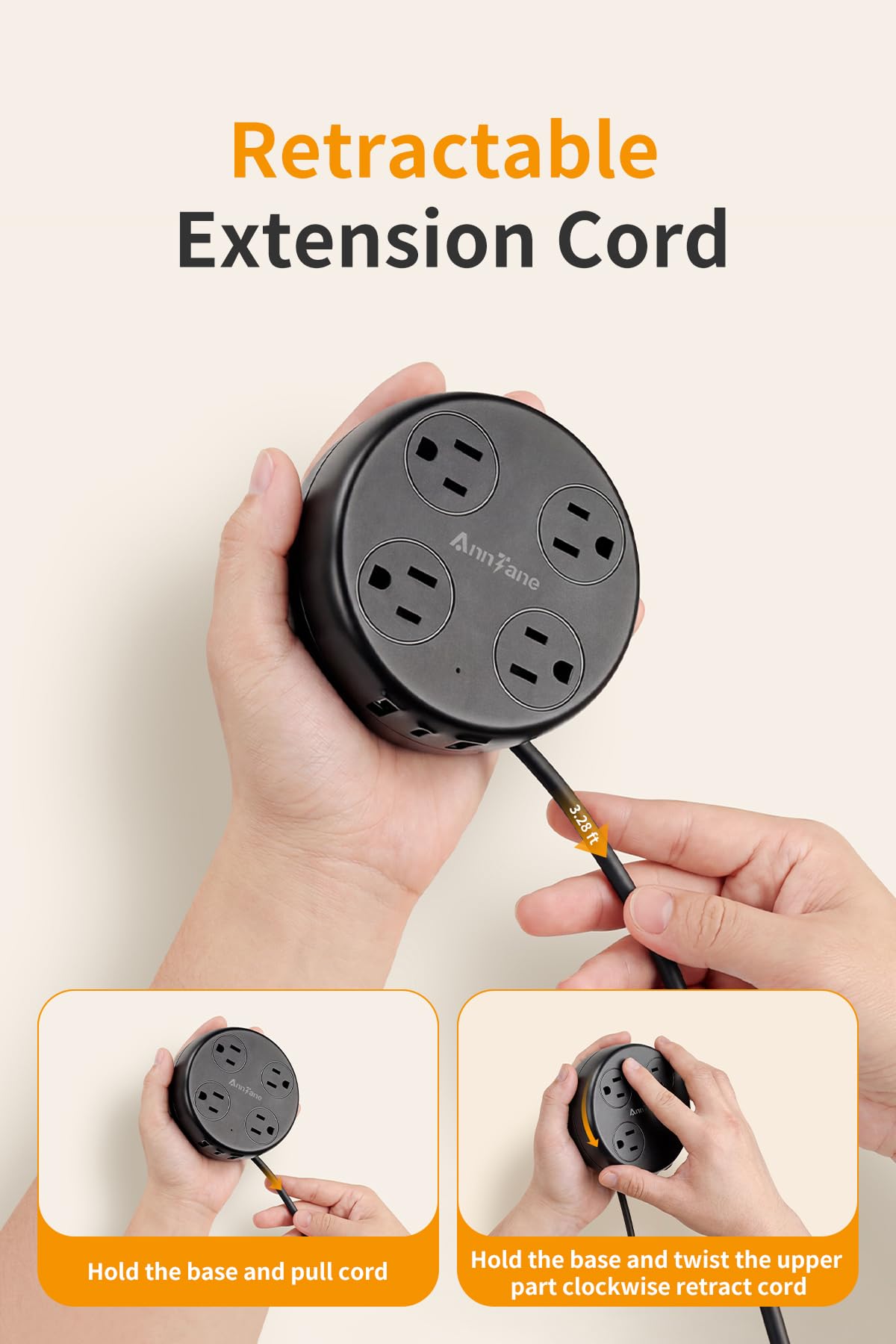 India Travel Adapter with USB C, US to India Plug Adapter with 4 Outlets 3 USB Ports, Type D Outlet Adapter for US to Bangladesh, India, Kuwait, Maldives (Black)
