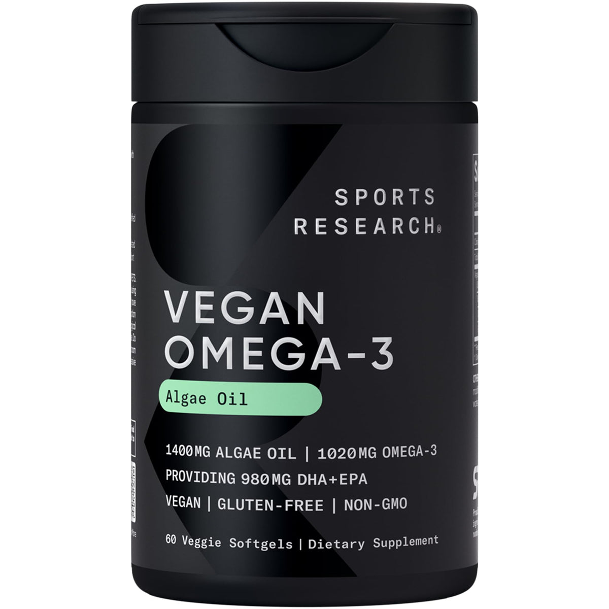 Sports Research® Vegan Omega-3 Algae Oil 1020mg, 60 Count Plantgels™