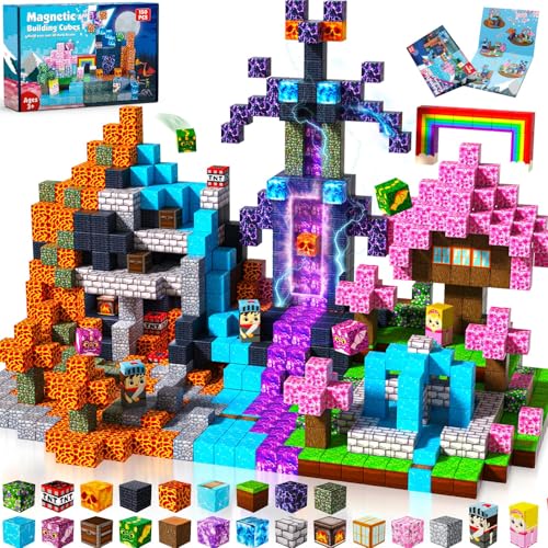 GraceDuck Magnetic Blocks - 150 PCS Build Dark Swordsman's Forest Castle - Magnetic Toys for Montessori Toddler Christmas Birthday Gifts - STEM Sensory Toys for 3 4 5 6 7 8 9 10 Year Old Boys & Girls