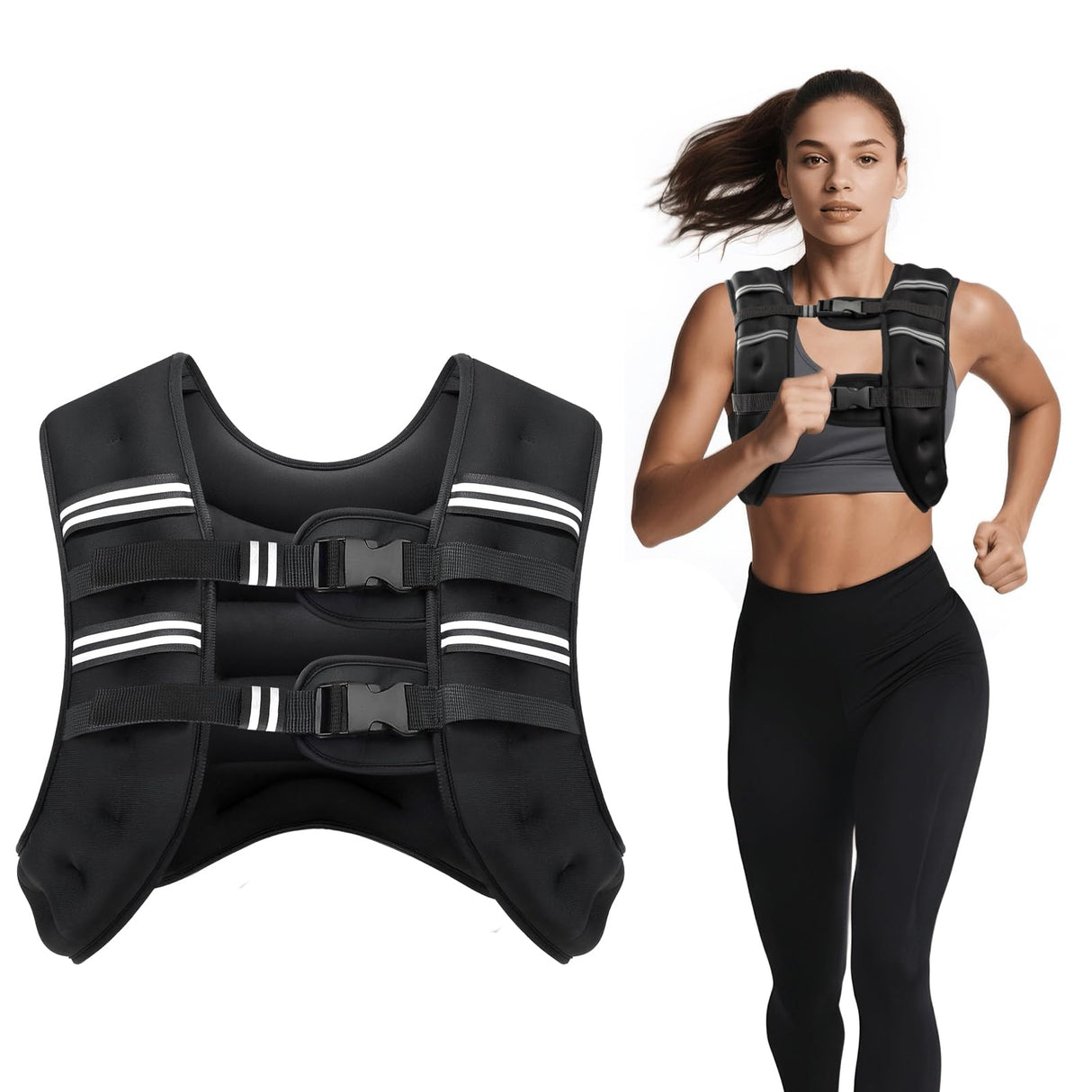 Ragebby Weighted Vest, 20lb for Men, Women with Reflective Stripe, Weight Vests Adjustable for Workout, Strength Training, Running, Fitness, Muscle Building, Weight Loss