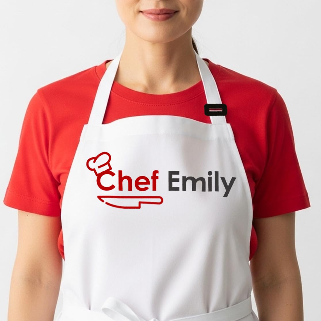 Personalized Aprons with Custom Name, Chef Apron for Cooking, Personalized Gifts Men, Apron Gifts Women with Pockets, Waterproof Chef Apron, Husband Dad Gifts for Christmas, Grill Gifts for Men