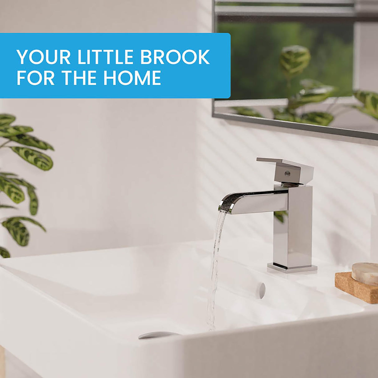 Bächlein Water Tap for The Bathroom in Stream Design, Single-Lever Mixer with Durable Ceramic Cartridge and Installation Set, Bathroom Faucet Chrome