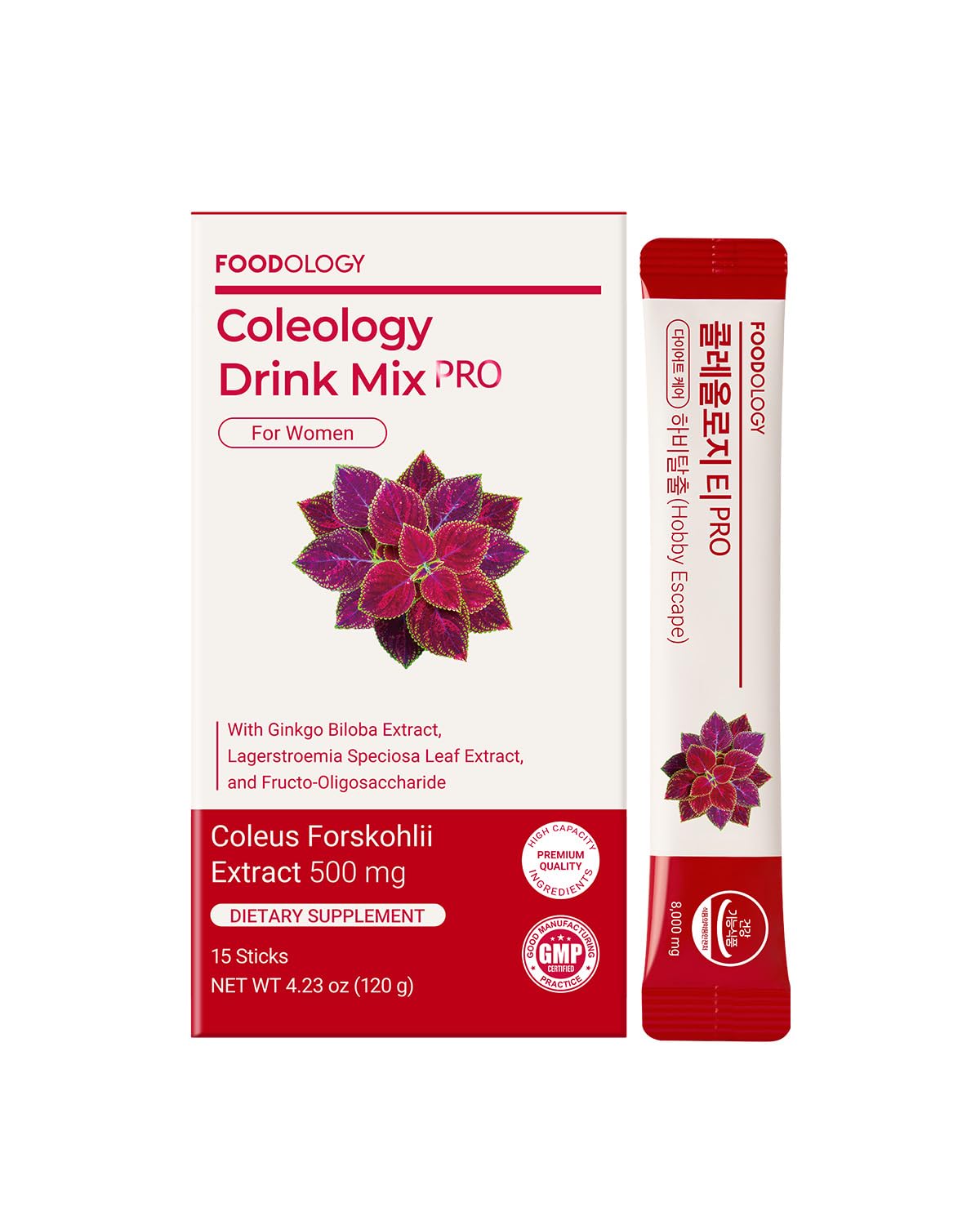FOODOLOGY Coleology Drink Mix PRO (15days) - Daily Pomegranate Water Mix with Coleus Forskohlii, Banaba Leaf, FOS & Ginkgo – Refreshing Wellness Drink for Body Balance