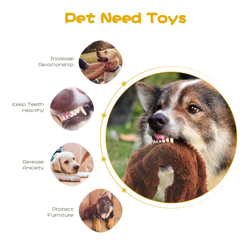 Dog Squeaky Chew Toys No Stuffing Soft Plush for Small Medium Large Breed