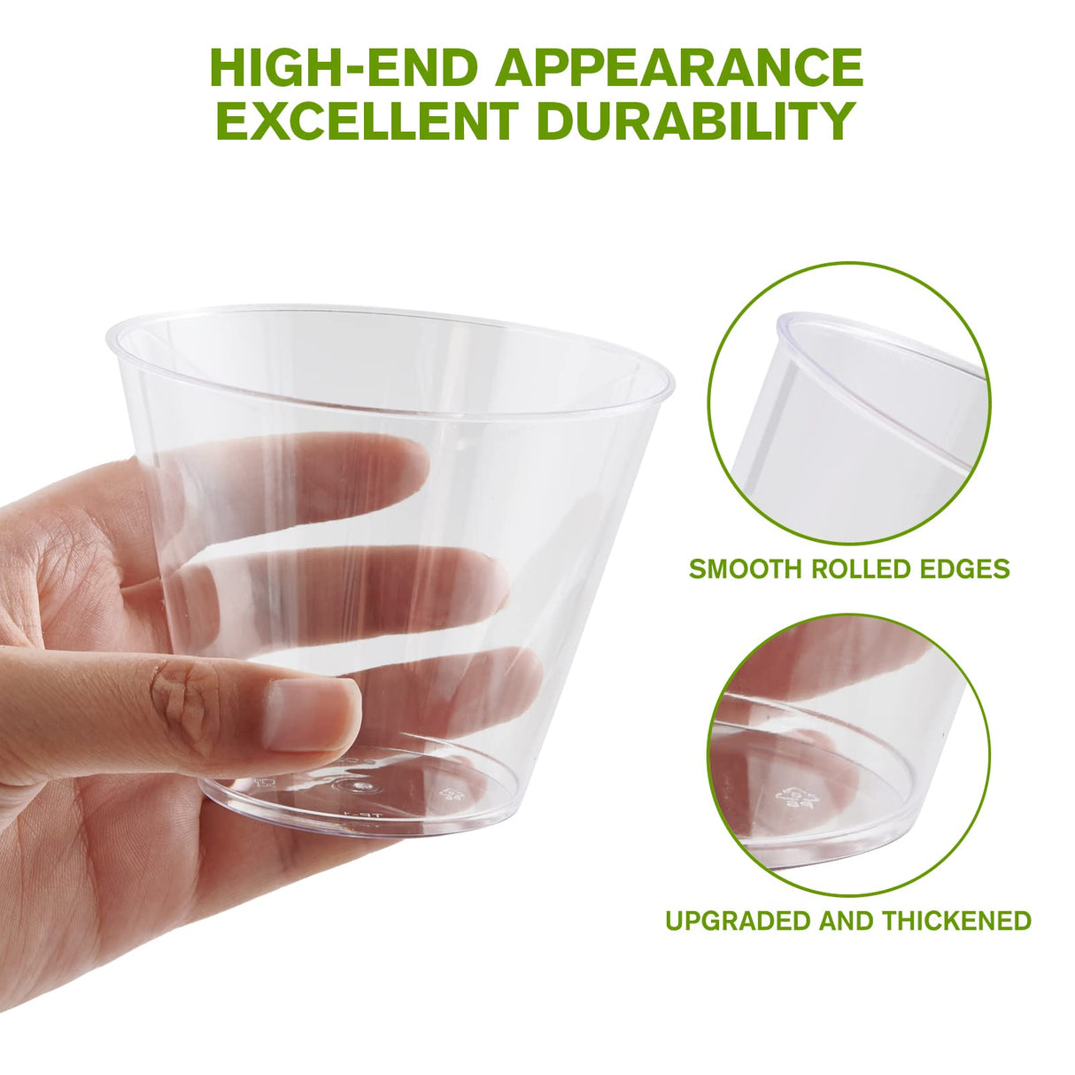 JollyPack 300 Pack Clear Plastic Cups 9 OZ Disposable Heavy-duty Drinking Cups for Christmas, Wedding, Home and Events