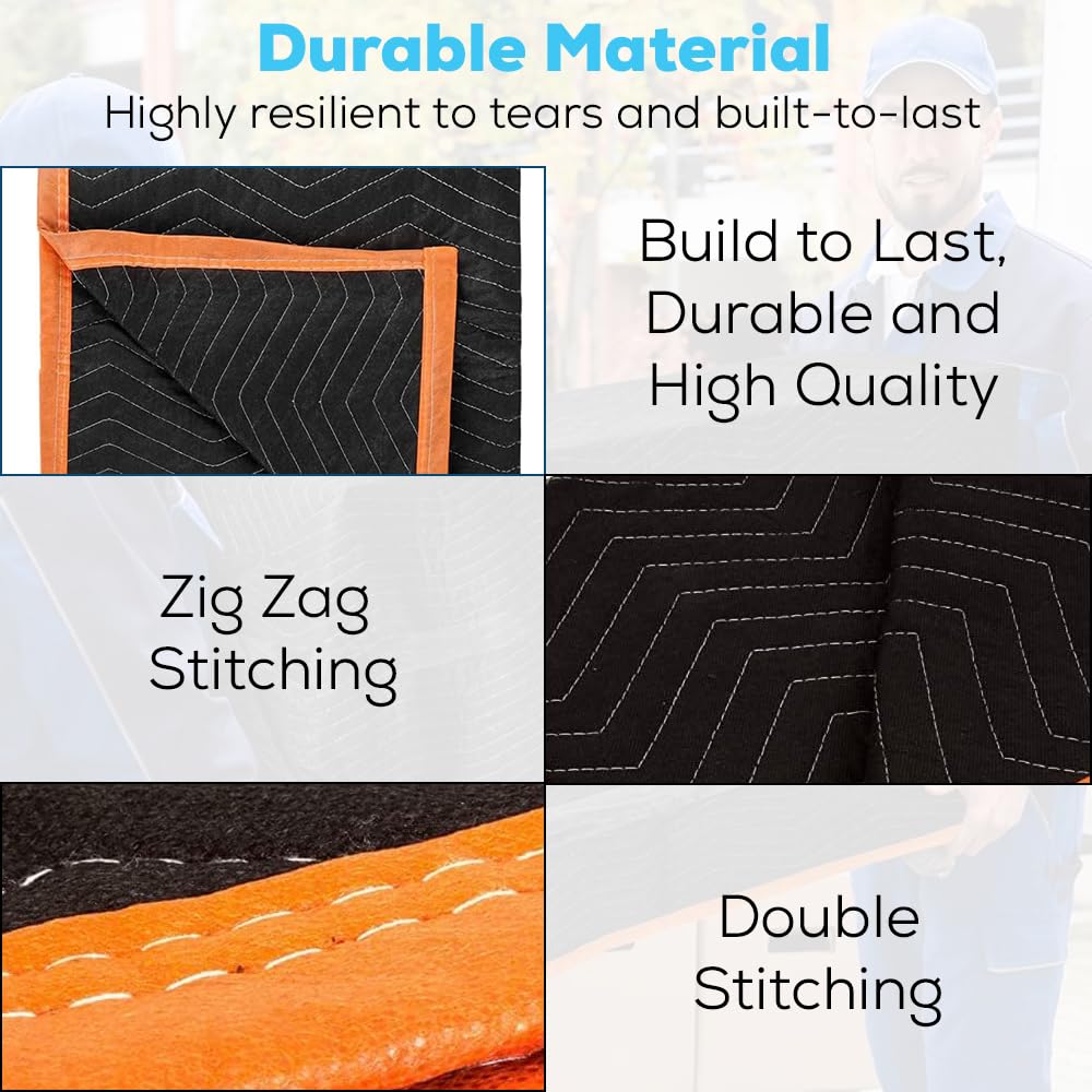 Simpli-Magic Heavy Duty Padded Moving Blankets 72" x 40" – 12 Pack – Packing Blankets, Furniture Covers for Moving