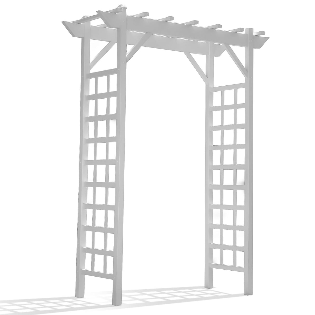 Dura-Trel Providence Arbor, Vinyl Garden Archway for Outdoors, 64" x 85", White - Backyard Decorative Arch and Backdrop with Lattice Design and Trellis Sides for Climbing Plants, Vines and Flowers