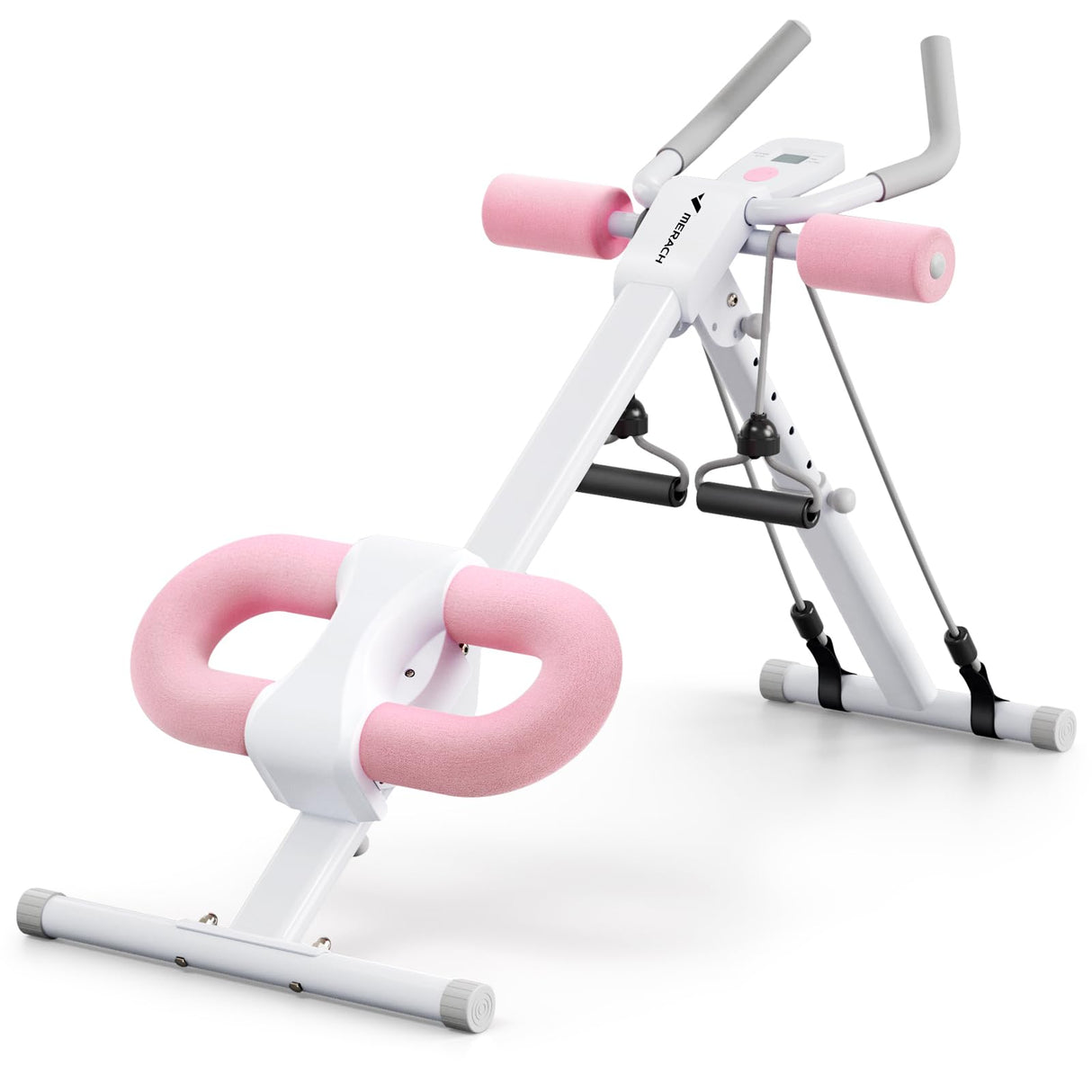 MERACH Ab Machine, Ab Workout Equipment, Adjustable Ab Trainer Machine for Abs Workout at Home Gym, Foldable, Knee Protection, Abdominal Trainer for Stomach (Pink)