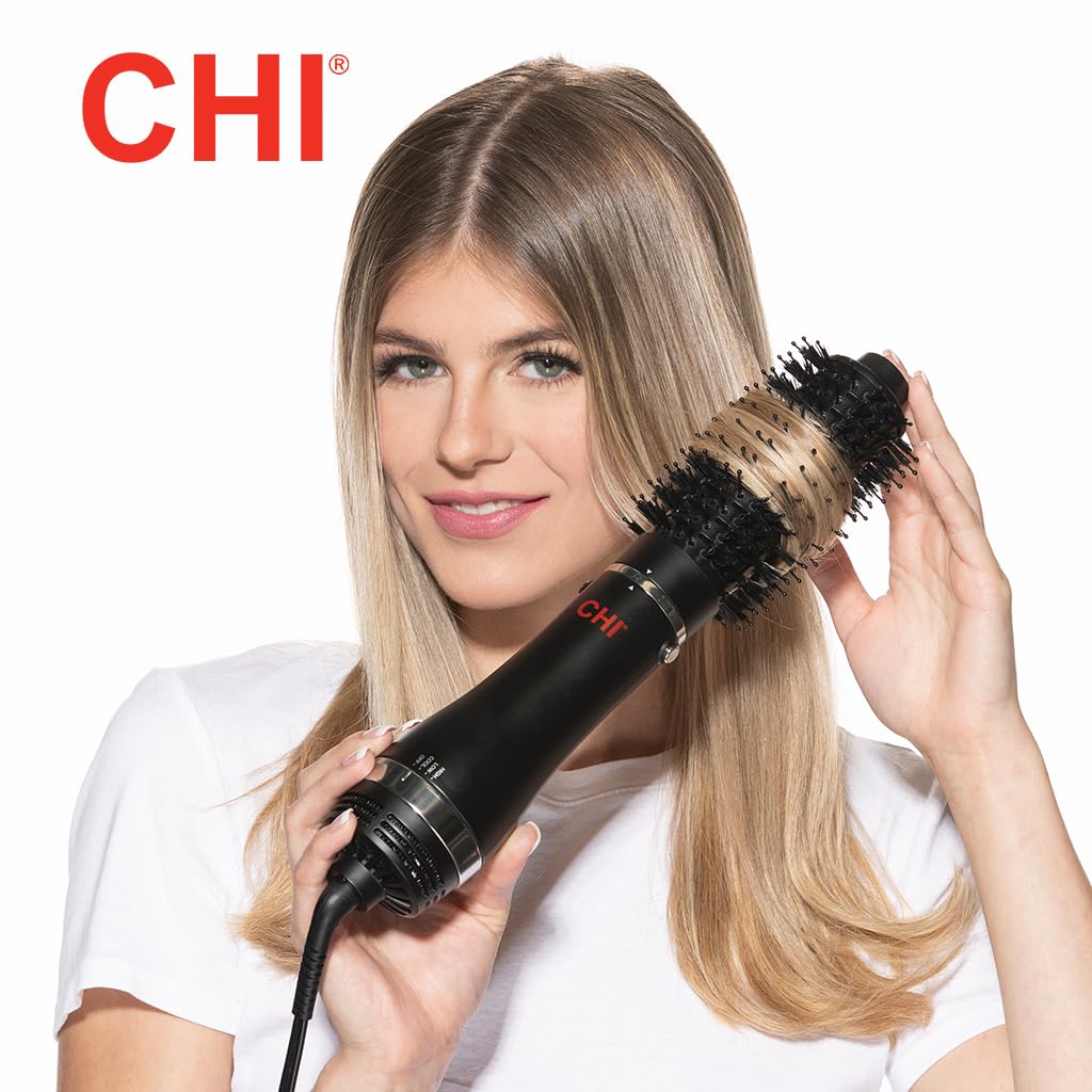 CHI 3-in-1 Round Blowout Brush, Hair Dryer Brush For Smooth, Frizz-Free Hair, 3 Interchangeable Brush Heads & Adjustable Heat Settings