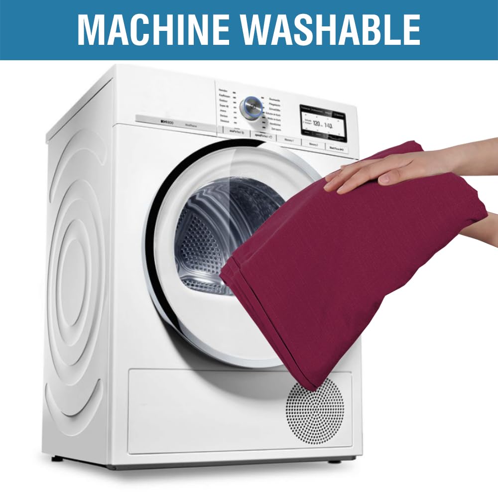 H.VERSAILTEX Linen Textured Table Cloths 60 x 120 Inch Premium Solid Tablecloth Spill-Proof Waterproof Table Cover for Dining Buffet Feature Extra Soft and Thick Fabric Wrinkle Free, Christmas Red