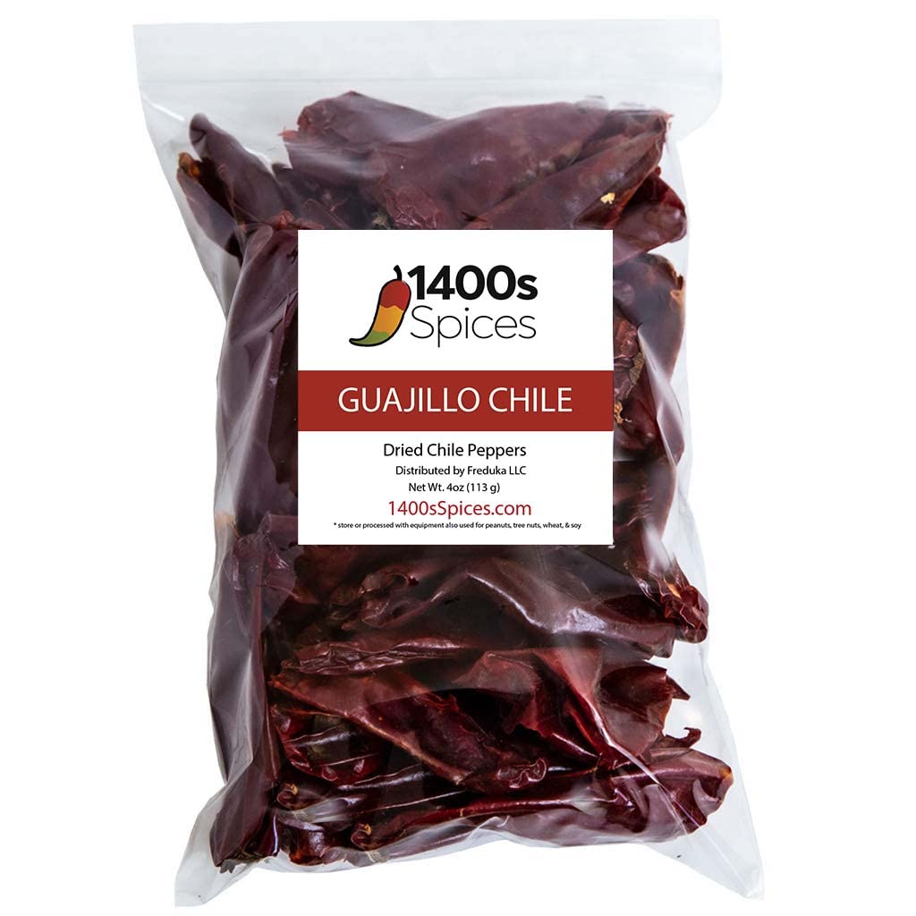 Dried Chiles Peppers 4 Pack Bundle - Chile Guajillo Stemless, Ancho, Pasilla and Arbol by 1400s Spices