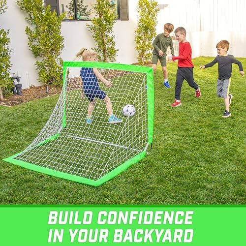 GoSports Portable Soccer Goals for Kids - 13 Color Options - Choose 4 x 3 ft or 6 x 4 ft - Team Tone Pop Up Nets for Backyard