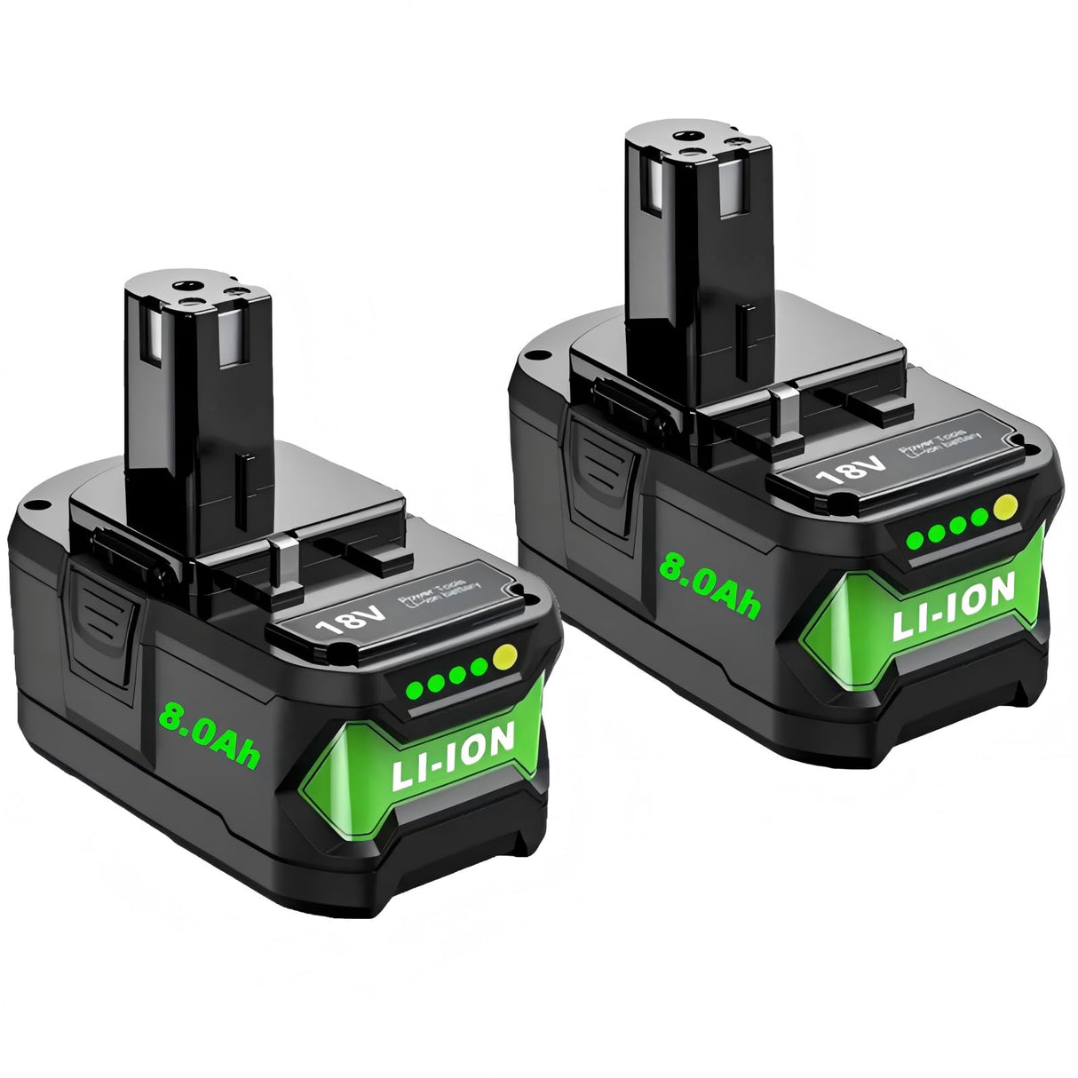 Cheerlark Upgrade 2 Pack 8.0Ah High Capacity Replacement for Ryobi 18V Battery P108 P104 P105 P102 P103 P122 P109 Li-ION Compatible with Ryobi 18V ONE+ System Cordless Power Tools and Charger
