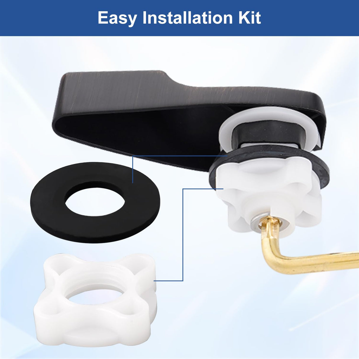 Hygie Rinse Universal Front Mount Metal Toilet Handle Replacement Kit Compatible with American Standard/Mansfield/Gerber/TOTO, Toilet Tank Flusher Lever with Bead Flapper Chain, Oil Rubbed Bronze
