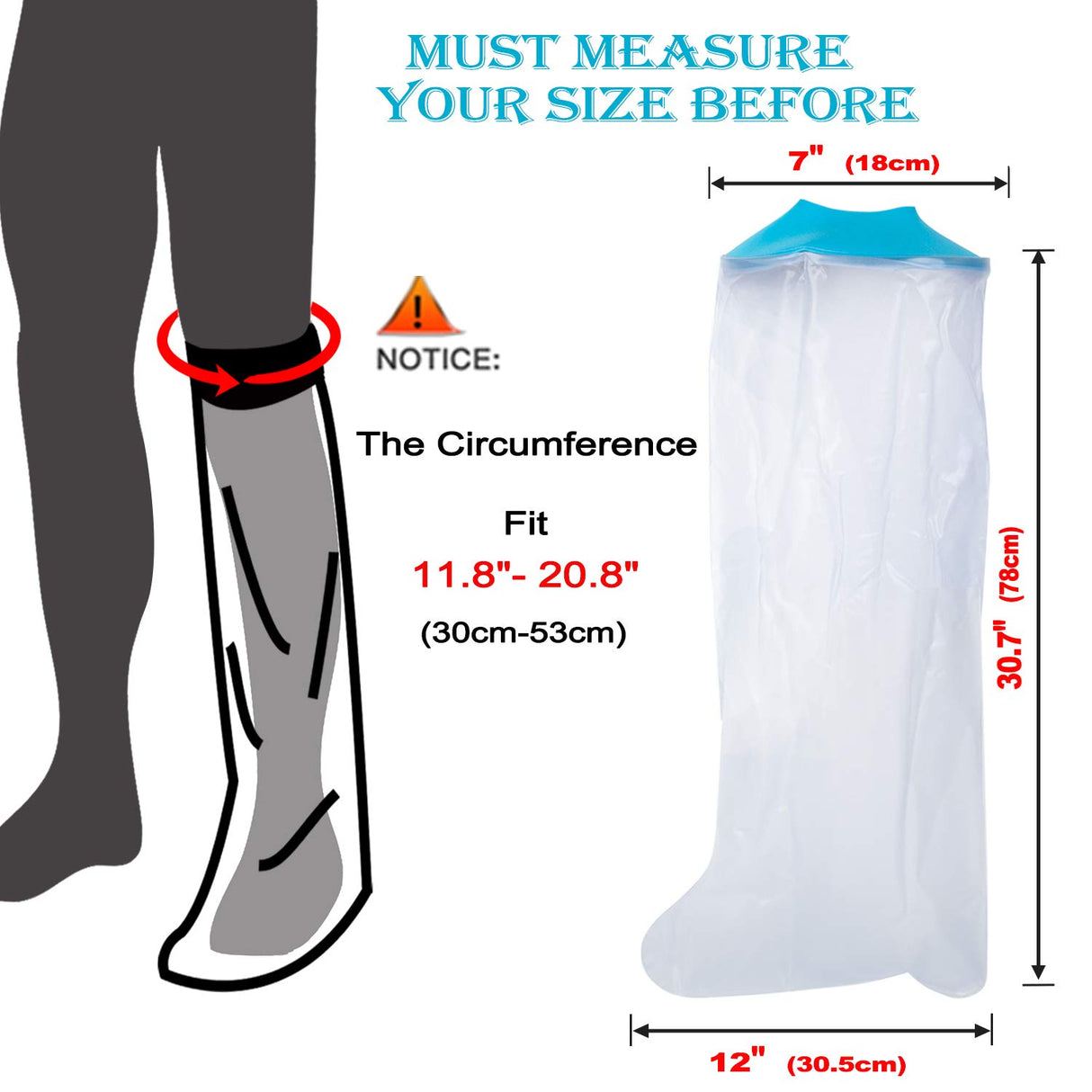 Asunby Cast Covers for Shower Leg Adult Waterproof full Leg Protector Shower Bandage Wound Showering for Broken Leg Knee Foot Ankle Wound Burns Care Supplies, After Surgery Gifts,Reusable