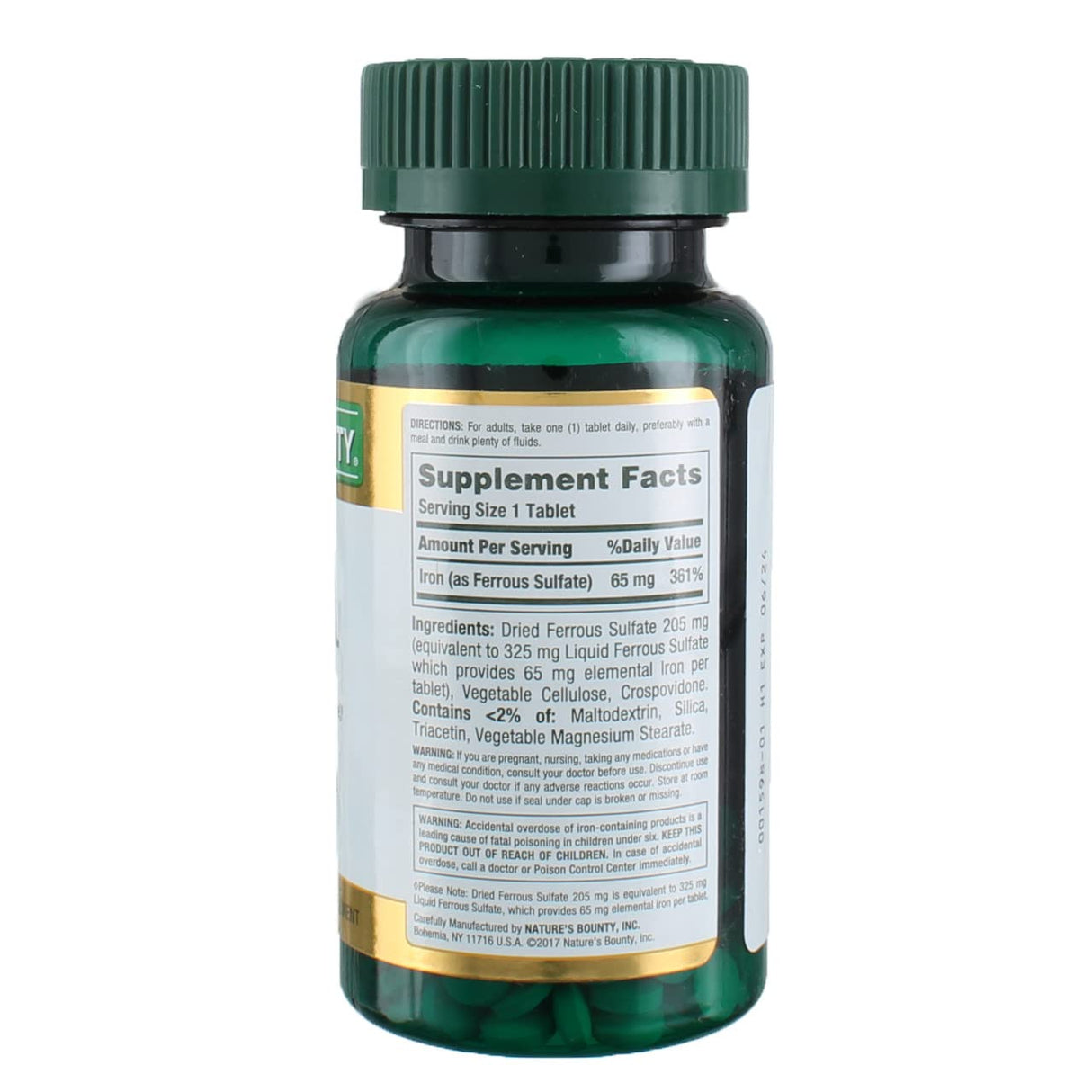 Nature's Bounty Iron 65 mg Tablets 100 Tablets (Pack of 6)