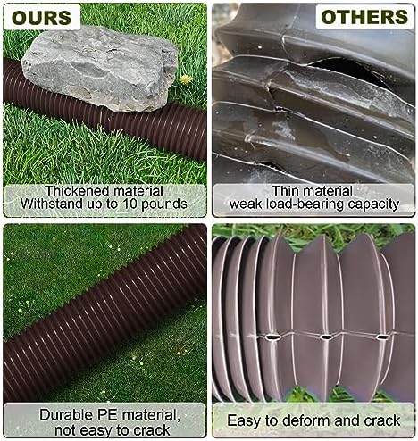 Rain Gutter Downspout Extensions, Downspout Extender for Rainwater Drainage Flexible, Down Spout Drain Extension Pipe and Extendable from 21 to 66 Inches (2 Pack, Brown)