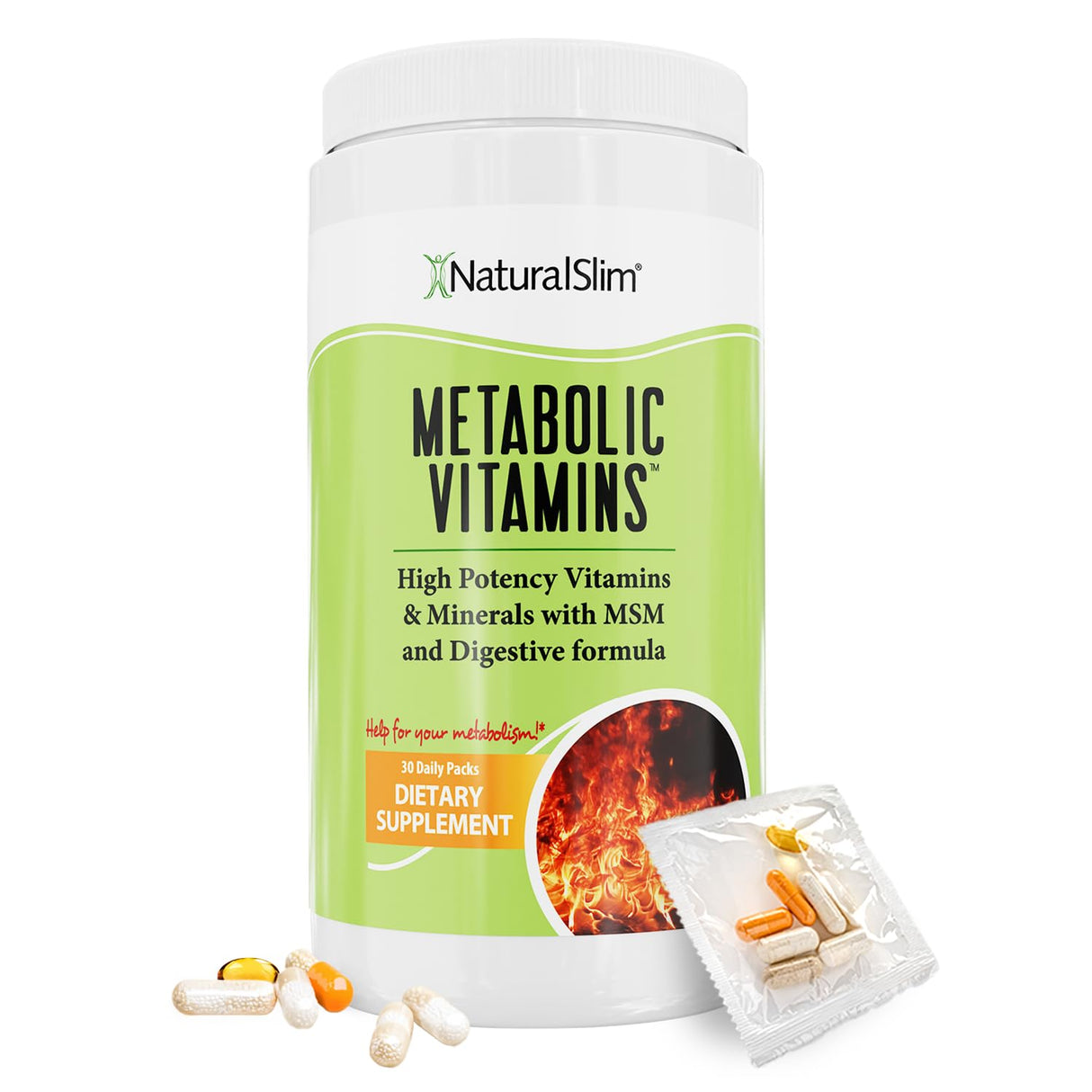 NaturalSlim Metabolic Vitamins - Combination of High Potency Multivitamins, Minerals, B Complex, Msm, & Digestive Formula Supplements for Men & Women - Energy & Metabolism Support - Capsule,1 Pack