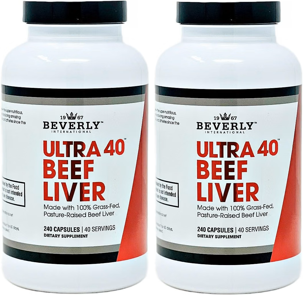 Beverly International Ultra 40 Grass Fed Desiccated Beef Liver, 240 Tab. Golden-era Secret for Boosting Muscle Growth, Stamina and Performance Naturally. Break through those sticking points-Endurance! pack of 2