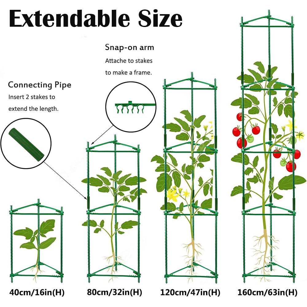 Orgrimmar 4 Pack Tomato Trellis & Cages, Plant Support Stakes for Outdoor Vertical Garden, Climbing Plants, Vegetables, Tomatoes, Cucumbers