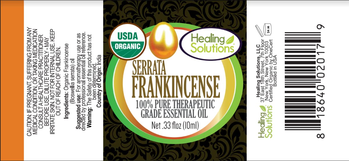 Healing Solutions Frankincense and Myrrh Organic Essential Oils - Therapeutic Grade 2/10ml Combo Pack - Frankincense Essential Oil
