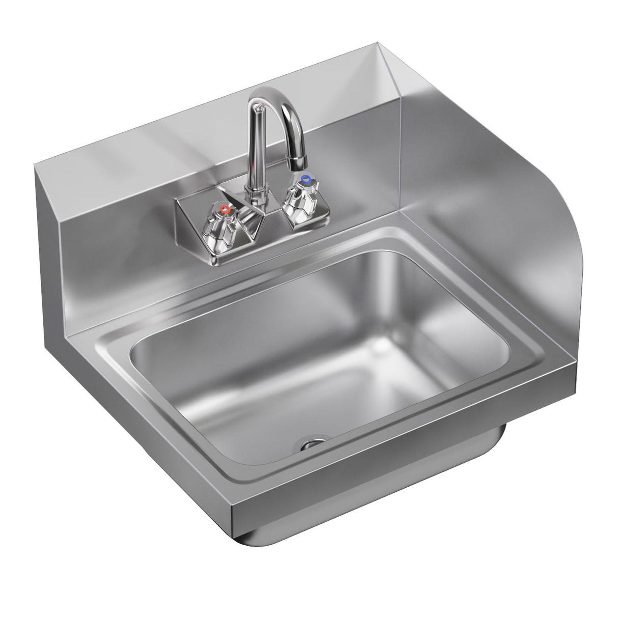 AmGood Stainless Steel Wall Mount Hand Sink with Faucet and Right Sidesplash 17" x 15" | NSF Commercial Hand Washing Basin For Restaurant, Kitchen and Home | Bowl Size: 10" x 14"