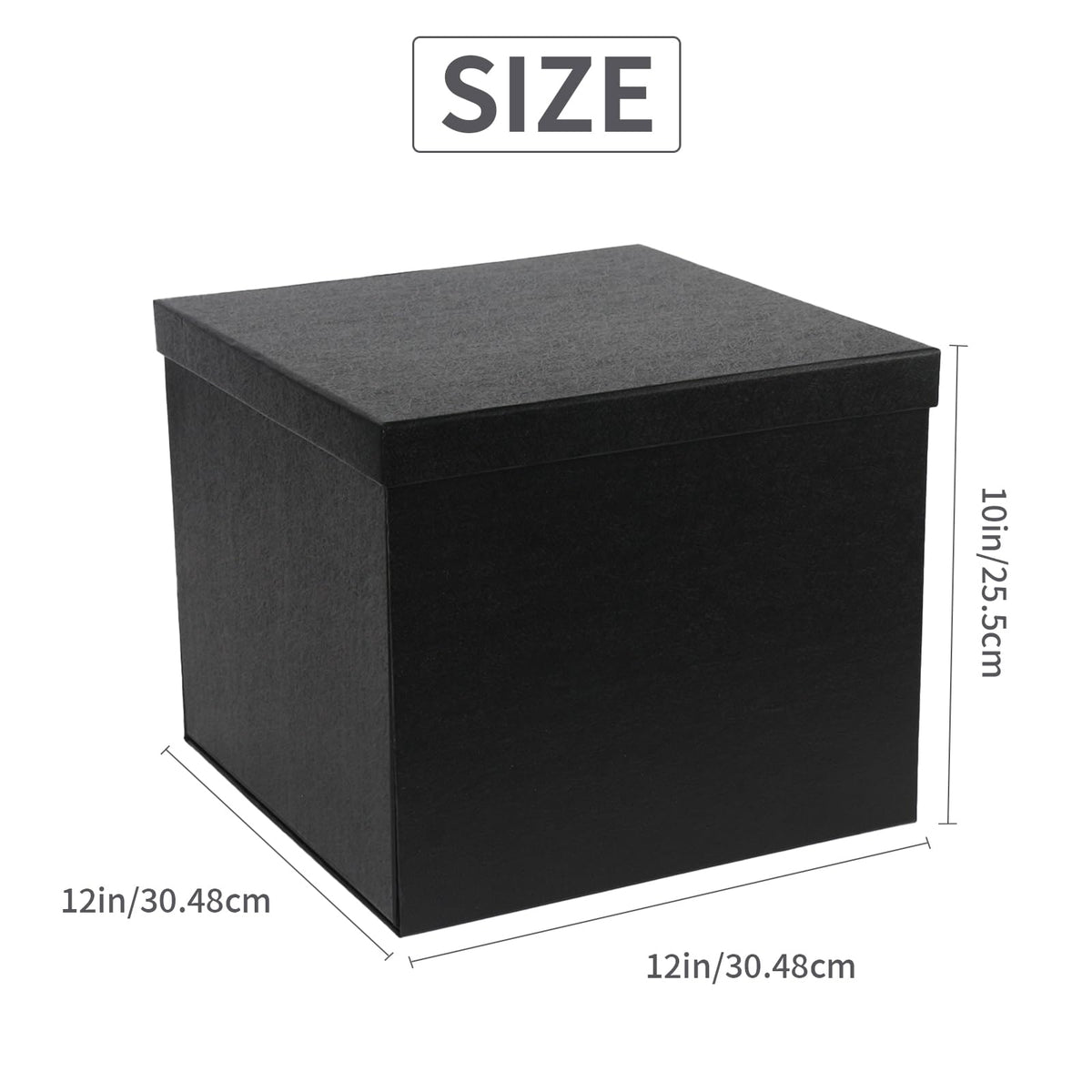 YINUOYOUJIA Large Black Gift Box with Lid 12x12x10 Inches