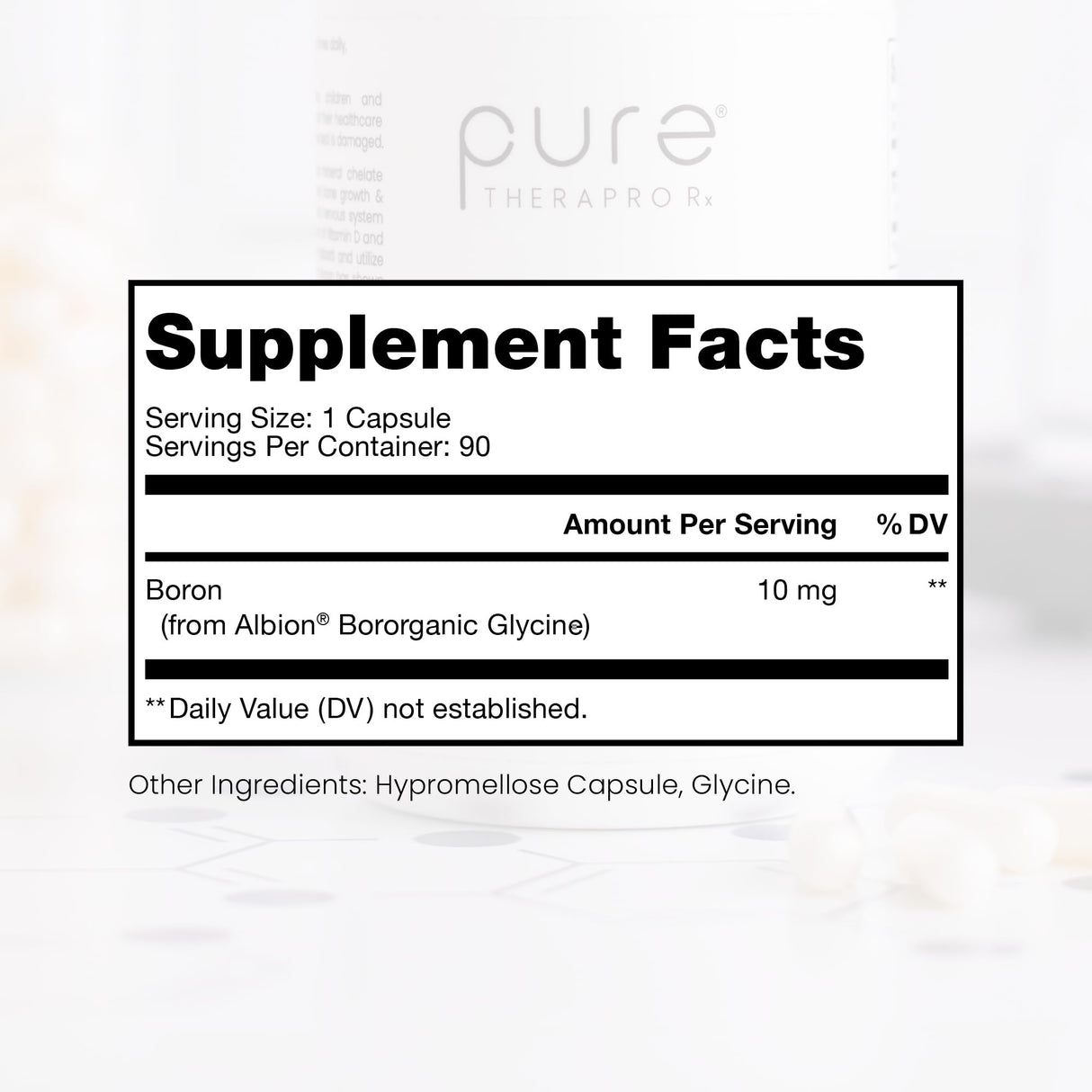 Pure TheraPro Rx Bio Boron 10mg, 3 Months Supply - Bororganic Glycine Boron for Men & Women - Premium Formula for Bone Health, Joint Flexibility, Cardiovascular Function & Immunity Support