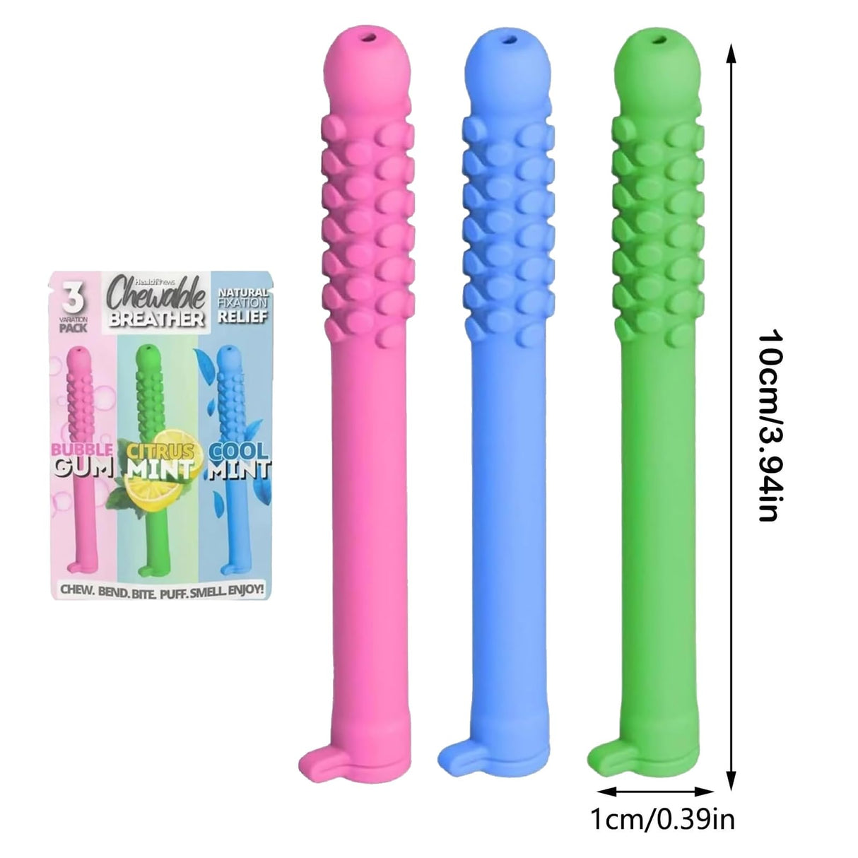 Chewable Breather Quit, Stop Smoking Aids Work Chewable Breath Sticks, Breather Sticks with Essential Oil for Aromatherapy On The Go, Fresh Breath (3)