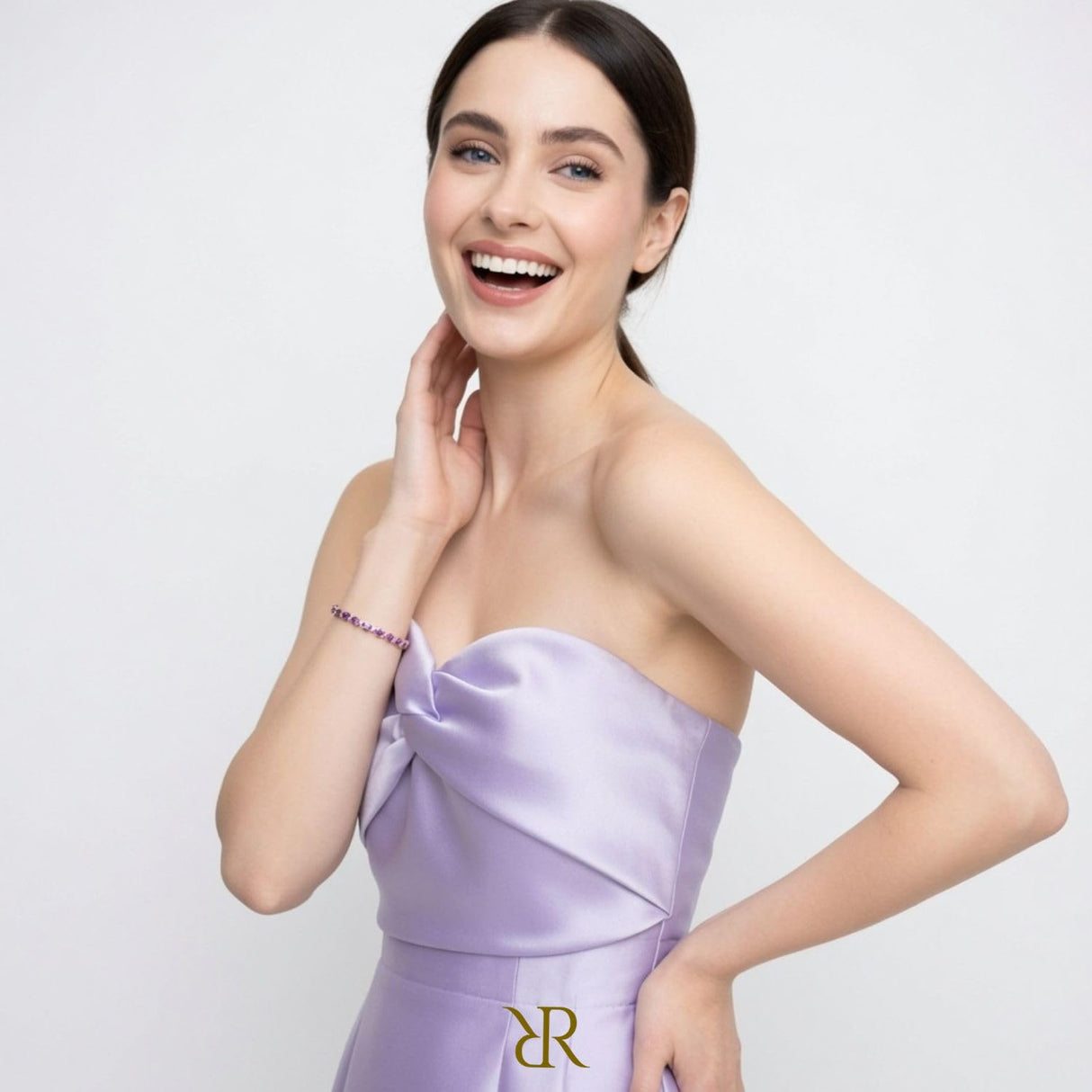 RIZILIA Purple Amethyst Tennis Bracelet for Women - 25 Stone 6.25 CTTW, 4mm Round Cut CZ, 14K Yellow Gold Plated Eternity Chain, February Birthstone Gift, 7 Inch