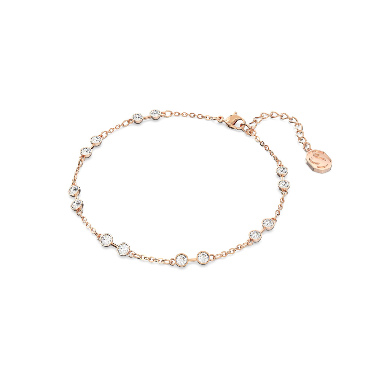 Swarovski Remix Collection strand, Round cut, clear, Rose gold-tone finish