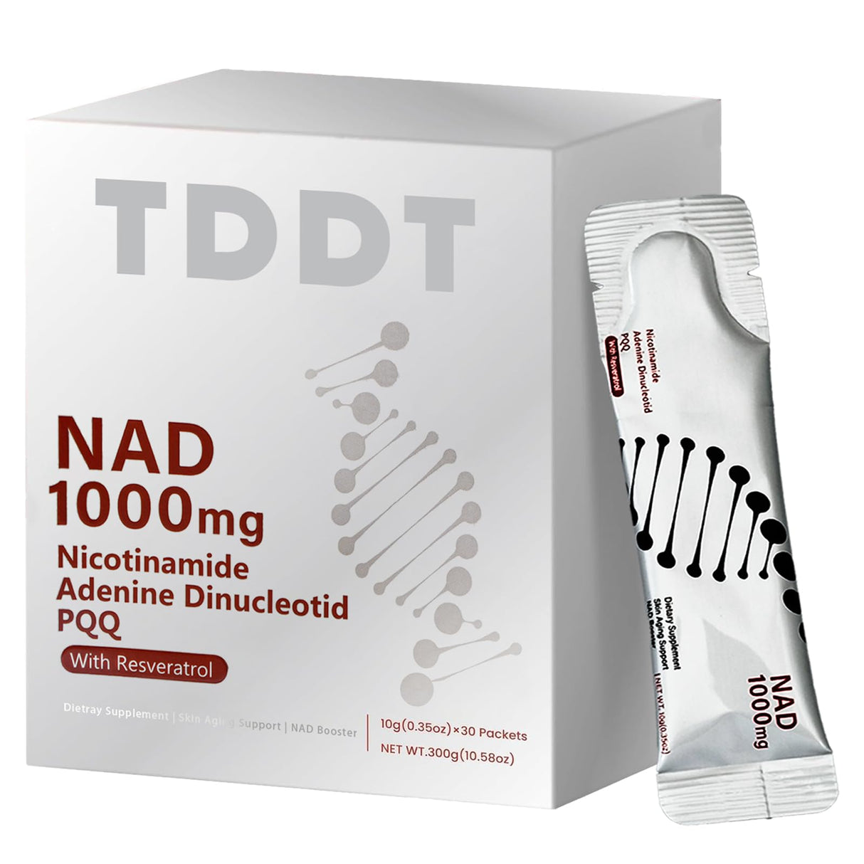 XDWCUFQ NAD 1000mg Liquid – NAD+ Drink Mix with Nicotinamide Riboside, PQQ & Resveratrol – Berry Flavor, Boosts Energy, Focus & Anti-Aging – 30 Packets