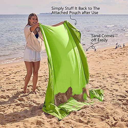 WEKAPO Beach Blanket Sandproof Waterproof, Extra Large Beach Mat, Oversized & Compact Sand Free Mat Quick Drying, Lightweight & Durable with 6 Stakes & 4 Corner Pockets