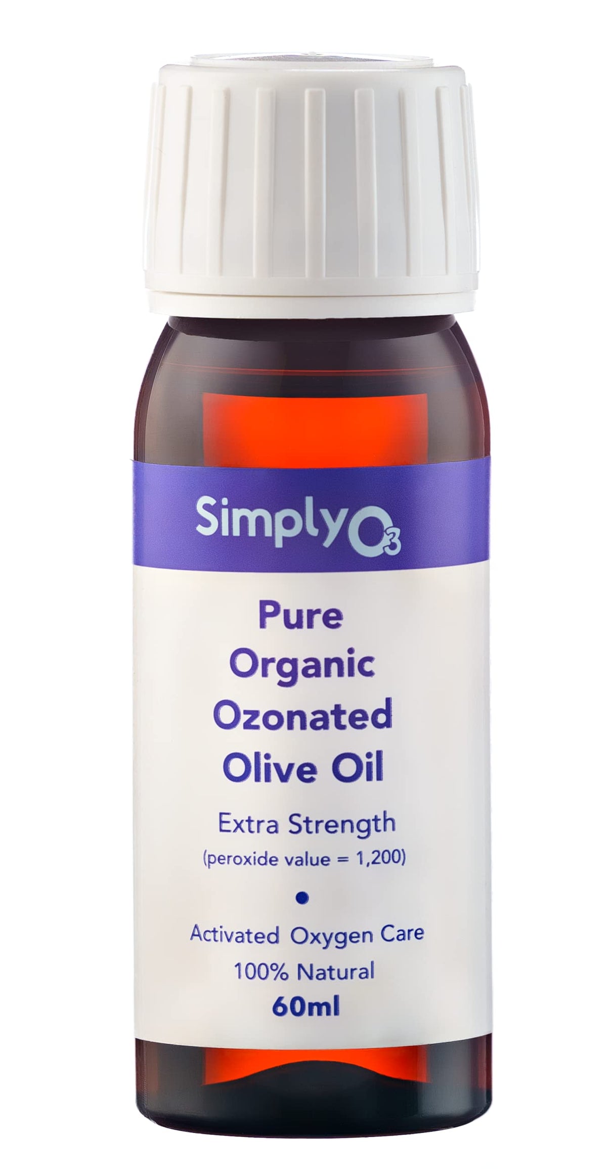 Simply O3 Pure Organic Ozonated Olive Oil Extra Strength 1200 Peroxide For Face and Skin Helps In Acne, Anti-Aging, Wrinkles and Rosacea For Sensitive Skin Made in Spain