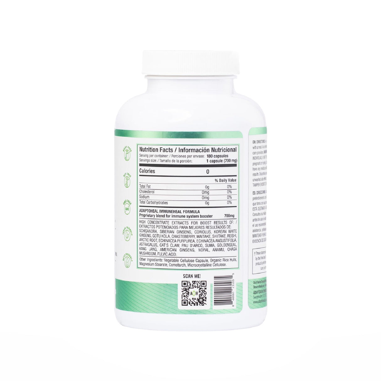 ADAPTOHEAL Immuneheal – Adaptogen, Immune System Booster Supplement with Schisandra Chinensis, Ginseng and Mushroom Extract (180 Capsules)