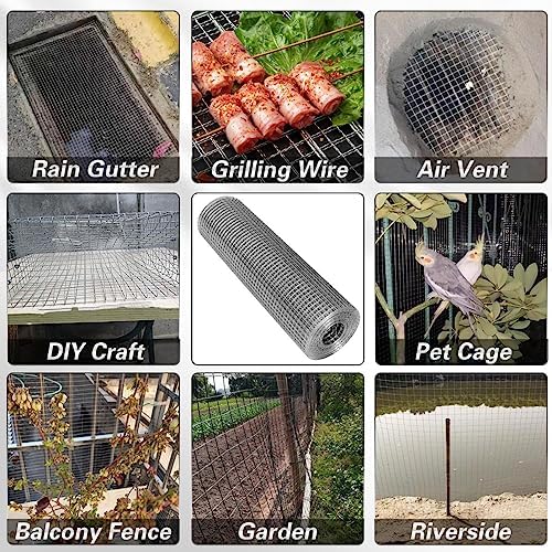 Hardware Cloth 16'' x 10' 1/4 in Galvanized Wire Mesh Roll (23 GA) Chicken Wire Fence Roll for Chicken Pen/coop Fences, Screen mesh, Rabbit/Snake Fences, Poultry enclosures, Handicraft Making, etc.