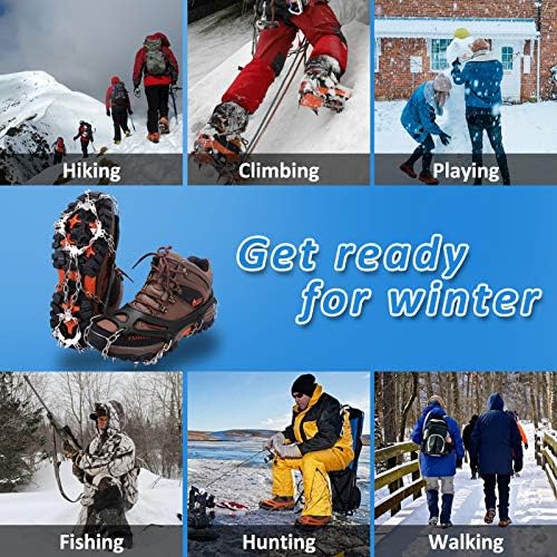 WIN.MAX Crampons for Shoes, Traction Cleats Ice Snow Grips with 19 Stainless Steel Spikes, Shoe Talons Anti - Slip Boots Spikes for Walking, Jogging, Climbing and Hiking