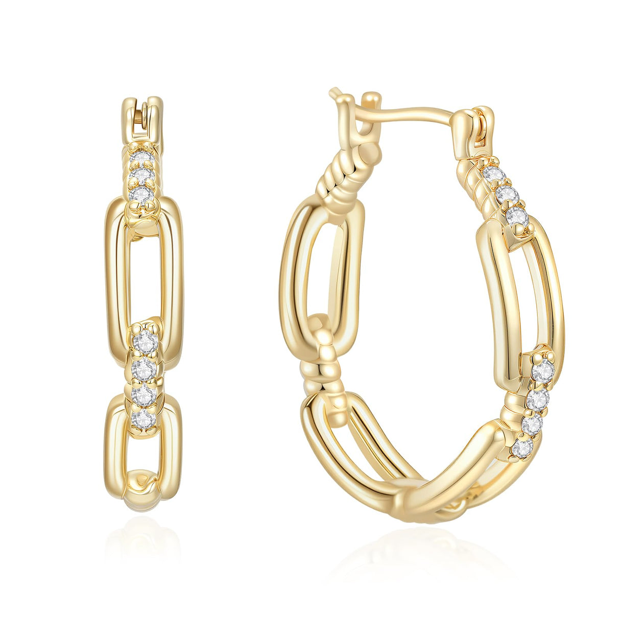 RYHIX 14K Gold Hoop Huggie Earrings for Women Gold Earrings Hoops Earring Trendy Cable Design Womens Earring 25mm
