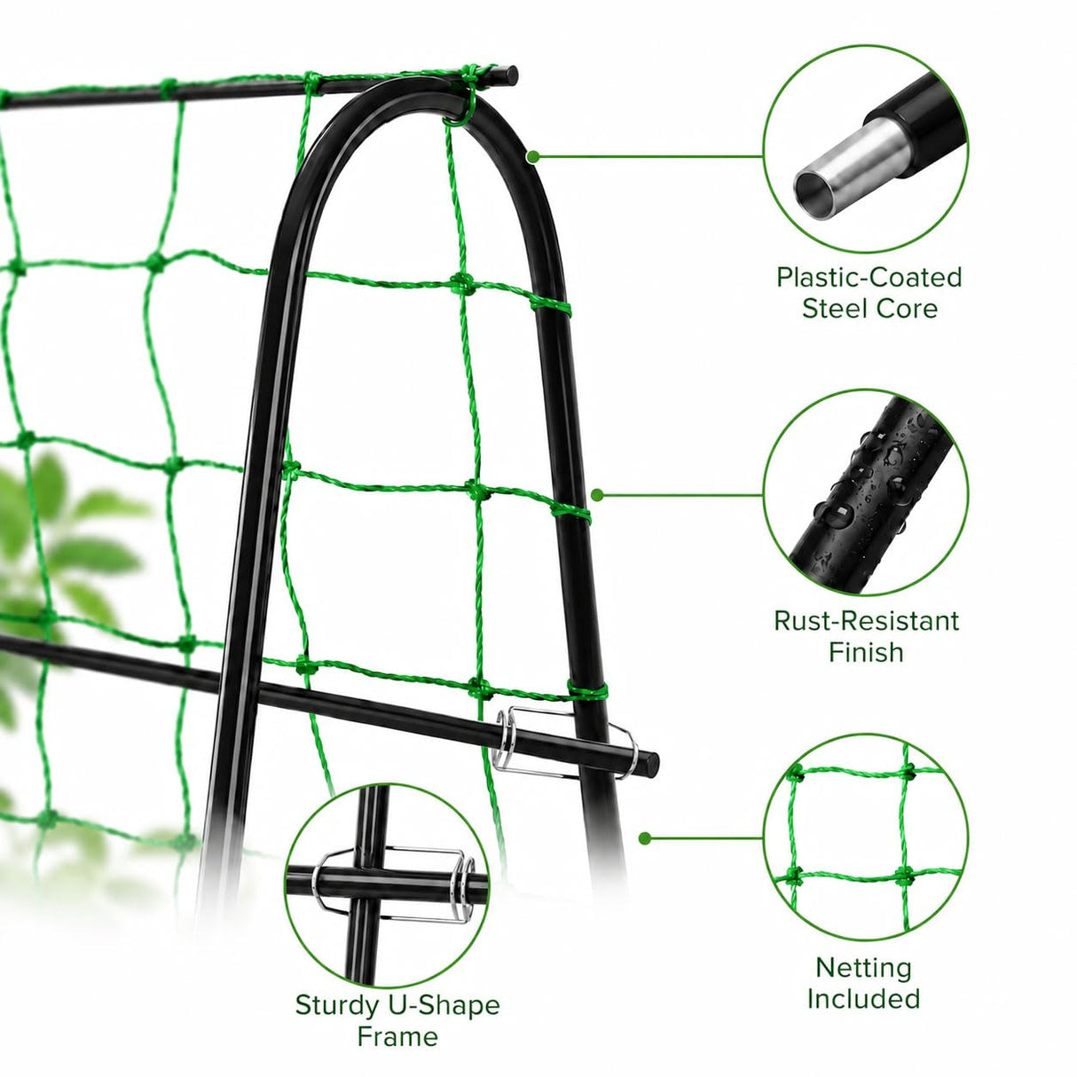 FOLLOOK Cucumber Trellis for Raised Garden Bed, 63x48inch, Black