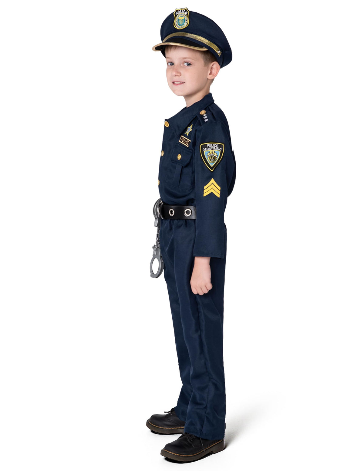 JOYIN Toy Halloween Kids Police Costume, Police Officer Costume for Boys, Kids Cop Outfit with Toy Accessories for Unisex Halloween Pretend Roleplay, Themed Party (Small, 5-7 yrs)