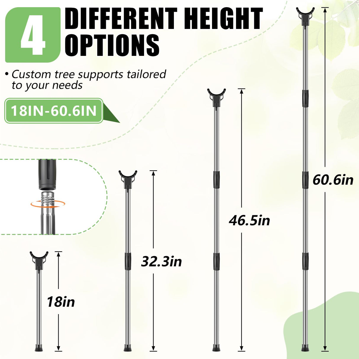 4 Set Adjustable Tree Branch Support, 18"-60" Tree Support Pole with Crutch