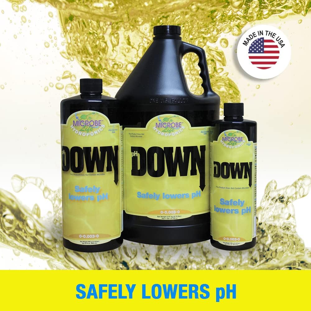 Microbe Life Hydroponics pH Control Kit with pH Up and Down for Stability, 16 oz Bottles, 4 oz Sample of Premium Liquid Nutrients