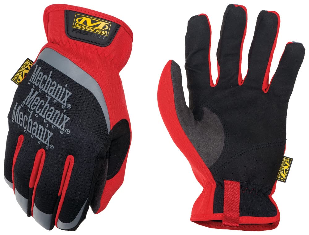 Mechanix Wear FastFit Work Gloves - Anti-Slip & Abrasion Resistant Heavy Duty Gloves - Touchscreen Compatible - Vibration Damping - Multipurpose Use - Medium - Red
