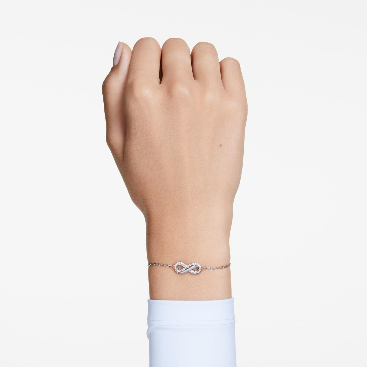 Swarovski Hyperbola Bracelet, Clear Infinity Motif Adorned with a Pavé of Crystals in a Rhodium-Finished Setting, Part of the Hyperbola Collection