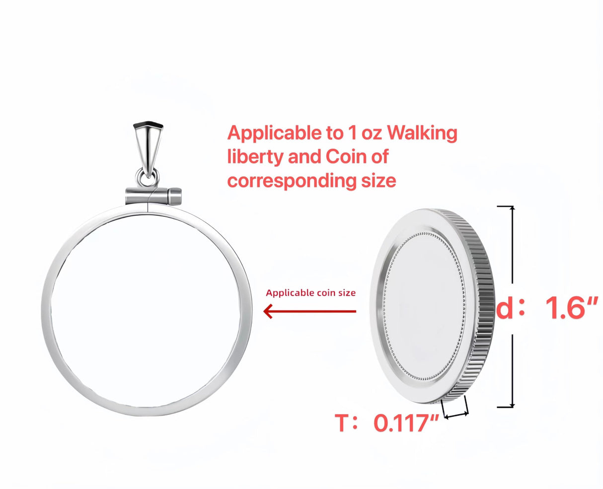 Geruibi Sterling Silver 1 oz Border Screw Top Coin Border is suitable for 40.6mm diameter 2.98mm thickness, Coins Not Included