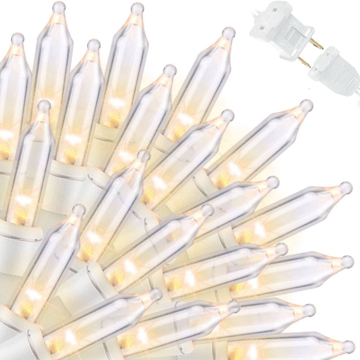 LAMPHOME Christmas Lights 2PACK 150count Mini Clear Lights White Wire Christmas Tree String Lights Set for Outdoor Indoor Christmas Decorations Wedding Valentines Day Decor,UL Certified (31.9ft X2)