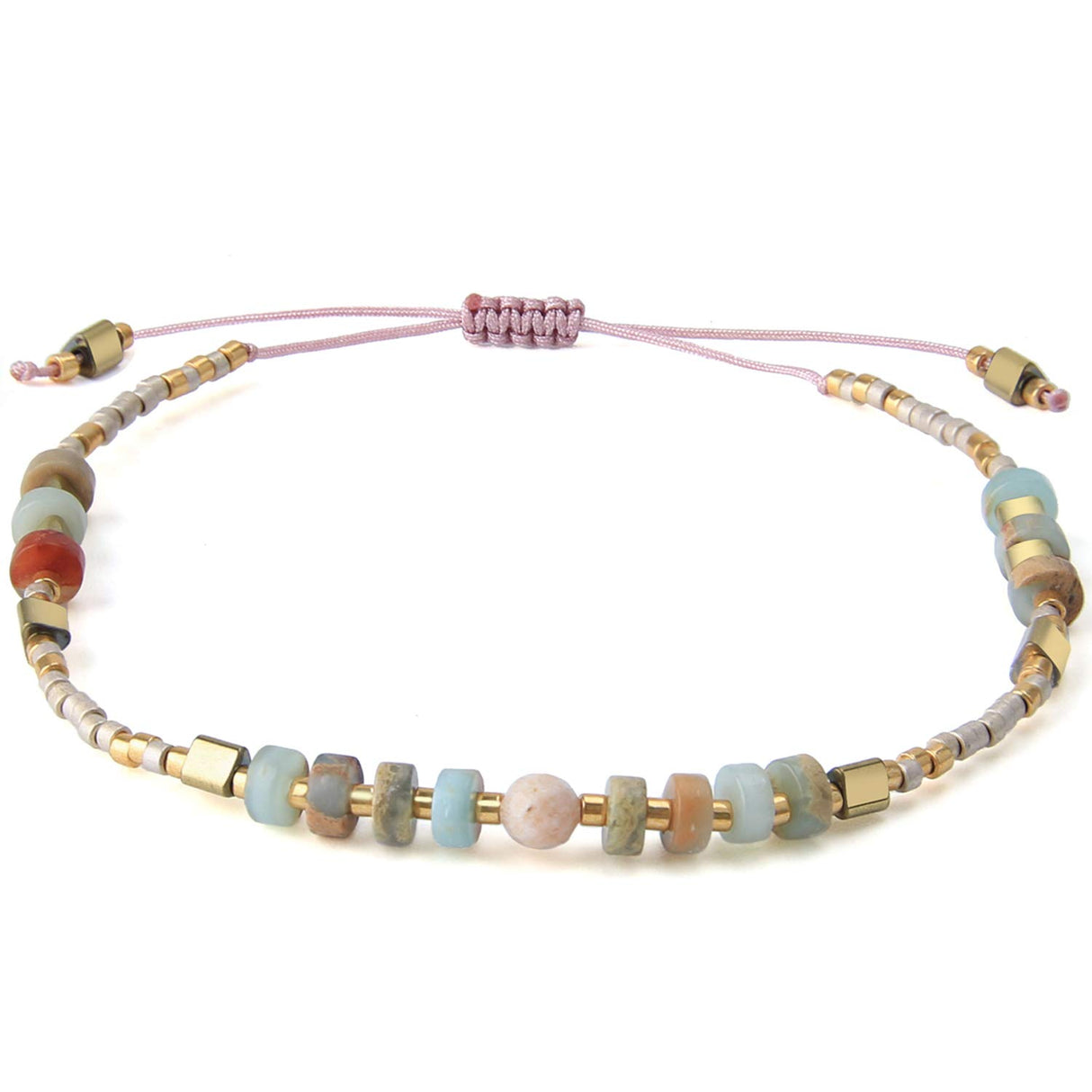 KELITCH Women Strand Bracelets Seed Bead Thin Rope Friendship Bracelets Handmade Adjustable Jewelry F